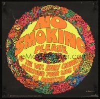 2k640 NO SMOKING PLEASE blacklight commercial poster '71 psychedelic art, it shortens your life!