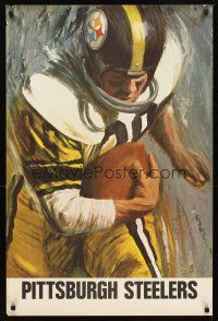 2k641 PITTSBURGH STEELERS commercial poster '70s Boss art of player running w/ball!