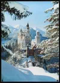 2k589 ROYAL CASTLE NEUSCHWANSTEIN German commercial poster '90s wonderful snowy image!