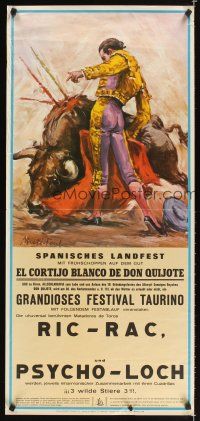 2k368 SPANISCHES LANDFEST Spanish/German 18x30 '70 great art of matador & angry bull!