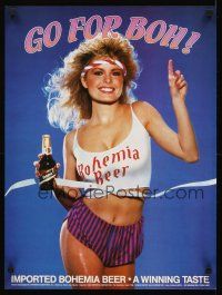2k225 BOHEMIA BEER 18x24 advertising poster '85 image of sexy girl, a winning taste, go for boh!