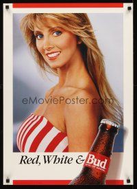 2k231 BUDWEISER 20x28 advertising poster '90s sexy girl, red, white & bud!