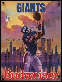 2k230 BUDWEISER 18x24 advertising poster '90s great artwork of New York Giants football player!