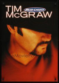 2k232 BUD LIGHT 19x27 advertising poster '01 image of country singer Tim McGraw in cowboy hat!