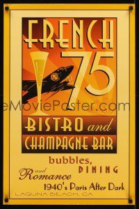 2k262 FRENCH 75 BISTRO & CHAMPAGNE BAR 18x28 advertising poster '90s cool art for restaurant!