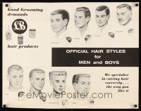 2k263 LB HAIR PRODUCTS 23x29 advertising poster 1960s official hair styles for men and boys!