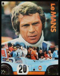 2k166 LE MANS Gulf Oil special 17x22 '71 great close up image of race car driver Steve McQueen!
