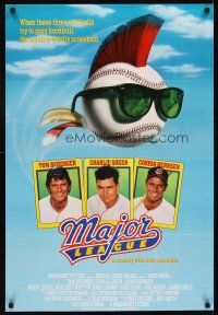 2k116 MAJOR LEAGUE special 23x34 '89 Charlie Sheen, Tom Berenger, wacky art of baseball w/mohawk!