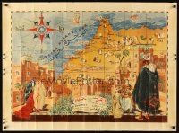 2k550 MAROC French special 29x40 '50s wonderful artmap of Morocco by Gabriel Carriat-Rolant!