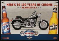 2k250 MILLER LITE 18x27 advertising poster '03 100 years of chrome, cool image of Harley!