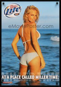 2k245 MILLER LITE 18x27 advertising poster '03 place called Miller Time, sexy girl on beach!