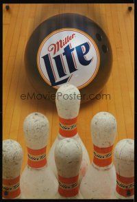 2k247 MILLER LITE DS mylar 21x31 advertising poster '99 great image of bowling ball & pins!