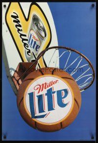 2k249 MILLER LITE DS mylar 21x31 advertising poster '99 great image of basketball & hoop!