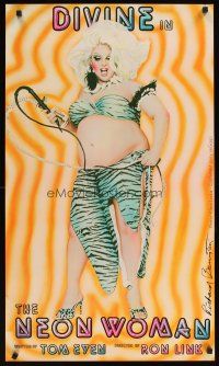 2k217 NEON WOMAN stage play special 21x36 '78 wonderful artwork of Divine w/whip!