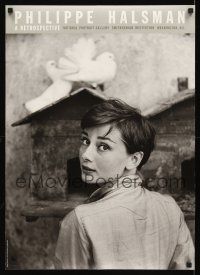 2k289 PHILIPPE HALSMAN A RETROSPECTIVE 20x28 art exhibition '98 cool image of Audrey Hepburn!