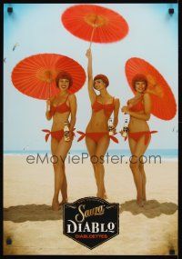 2k221 SAUZA DIABLO DIABLOETTES 18x27 advertising poster '02 malt liquor, sexy girls on beach!