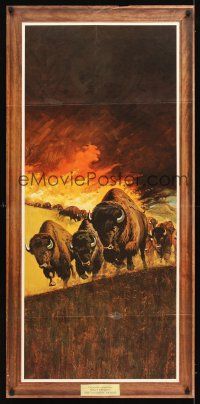 2k135 VANISHING PRAIRIE special 23x48 '54 Disney True-Life Adventure, art of stampeding buffalo!
