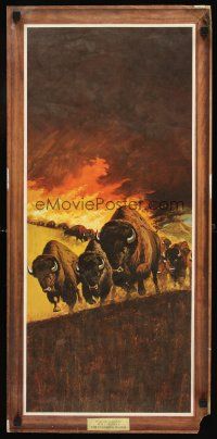 2k136 VANISHING PRAIRIE special 14x29 '54 Disney True-Life Adventure, art of stampeding buffalo!