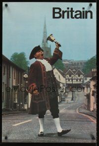 2k516 BRITAIN English travel poster '74 cool image of town crier with bell!
