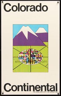 2k456 CONTINENTAL COLORADO travel poster '70s different artwork of city & mountains!