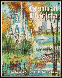 2k459 DELTA AIRLINES: CENTRAL FLORIDA travel poster '70s art of Disney World & more by Laycox!