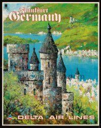 2k461 DELTA AIRLINES: FRANKFURT GERMANY travel poster '70s wonderful castle art by Jack Laycox!