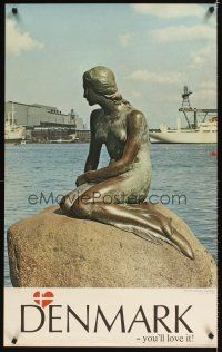 2k507 DENMARK Danish travel poster '74 The Little Mermaid sculpture, Copenhagen!