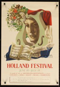 2k510 HOLLAND FESTIVAL Dutch travel poster '50 Amsterdam, The Hague, Eppo Doeve art!