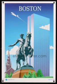 2k469 INDEPENDENCE AIR BOSTON travel poster '05 great Brad Hamann artwork of landmarks!