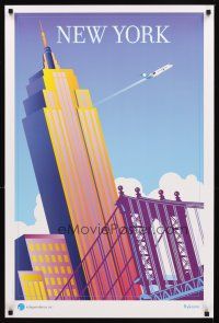 2k470 INDEPENDENCE AIR NEW YORK travel poster '05 great Brad Hamann artwork of landmarks!