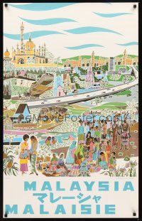 2k549 MALAYSIA Malaysian travel poster '60s really cool WAP artwork of local culture!