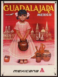 2k475 MEXICANA GUADALAJARA MEXICO Mexican travel poster '60s cute Amendolla of little girl!