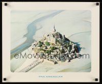 2k412 PAN AMERICAN FRANCE travel poster '68 cool image of Mont Saint-Michel!