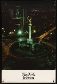 2k419 PAN AM'S MEXICO travel poster '80s cool time-lapse photo of Monument of Independence!