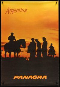2k483 PANAGRA: ARGENTINA travel poster '60s great image of gauchos at sunset!
