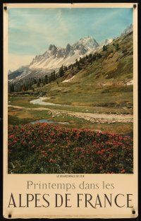 2k527 PRINTEMPS DANS LES ALPES DE FRANCE French travel poster '60s wonderful image of mountains!