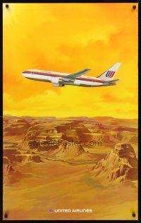 2k424 UNITED AIRLINES travel poster '82 great art of aircraft flying over canyon!