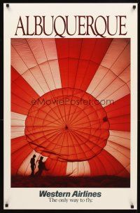 2k434 WESTERN AIRLINES ALBUQUERQUE travel poster '90s cool image of hot air balloon!