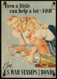 2k008 BUY U.S. WAR STAMPS & BONDS 14x20 WWII war poster '42 a little helps a lot, Parker art!