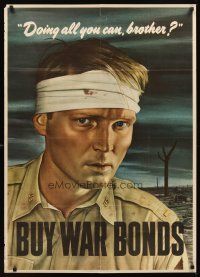 2k009 DOING ALL YOU CAN BROTHER 29x40 WWII war poster '43 Sloan art of wounded soldier!