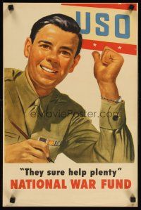 2k015 NATIONAL WAR FUND 14x21 WWII war poster '40s USO, they sure help plenty!
