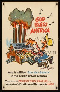 2k020 PRODUCTION SOLDIER GOD BLESS AMERICA 14x22 WWII war poster '41 defense, Hungerford art!