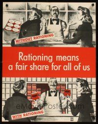 2k016 RATIONING MEANS A FAIR SHARE FOR ALL OF US 22x28 WWII war poster '43 cute artwork!