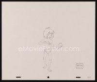 2m274 JUNGLE BOOK animation art '90s Disney, cartoon pencil drawing of Mowgli with coconut!