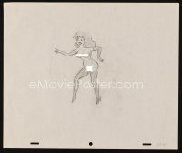 2m294 PLAYBOY animation art '70s pencil drawing of naked girl in nylons, gloves & high heels!