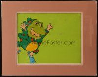 2m043 PEBBLES CEREAL matted animation cel '80s wacky cartoon image of Barney in frog disguise!
