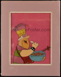 2m044 PEBBLES CEREAL matted animation cel '80s wacky cartoon image of Barney in punk disguise!
