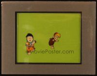 2m046 PEBBLES CEREAL matted animation cel '80s wacky cartoon image of Fred & Barney as kids!