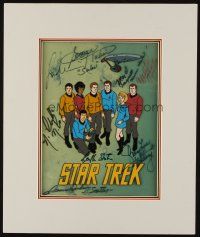 2m009 STAR TREK signed & matted animation cel '73 by Shatner, Nimoy, Koenig, Doohan, Takei & 3 more!