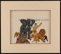 2m015 TARZAN LORD OF THE JUNGLE matted animation cel '80 great image with his animal companions!